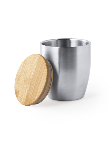 Vaso Termo ECO en Acero Inox  y tapa Bambú...