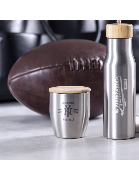 Vaso Termo ECO en Acero Inox  y tapa Bambú personalizable, 280ml.