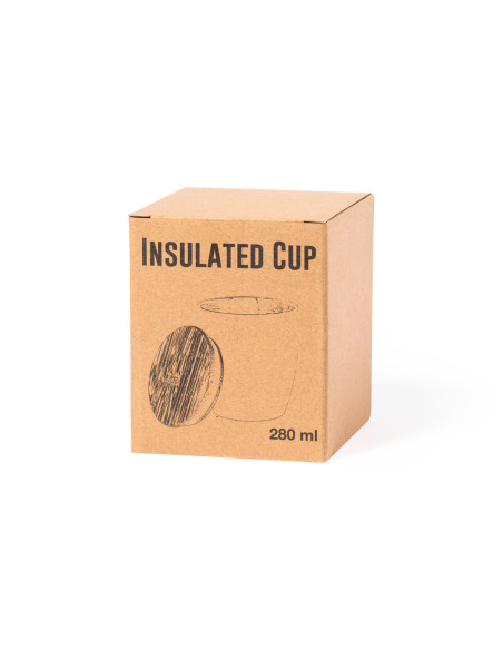 Vaso Termo ECO en Acero Inox  y tapa Bambú personalizable, 280ml.