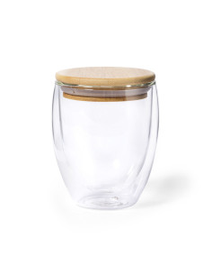 Vaso de cristal personalizado ECO, 250ml, tapa Bambú. 2