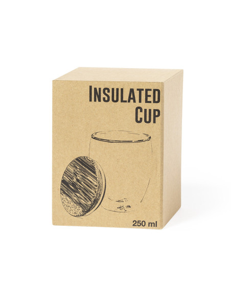 Vaso de cristal personalizado ECO, 250ml, tapa Bambú.