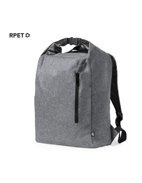 Mochila Personalizada ECO en 300D RPET, Bolsillo con hebilla.