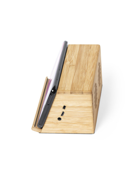 Altavoz cargador personalizado Ecológico en Bambú, 2x3W.