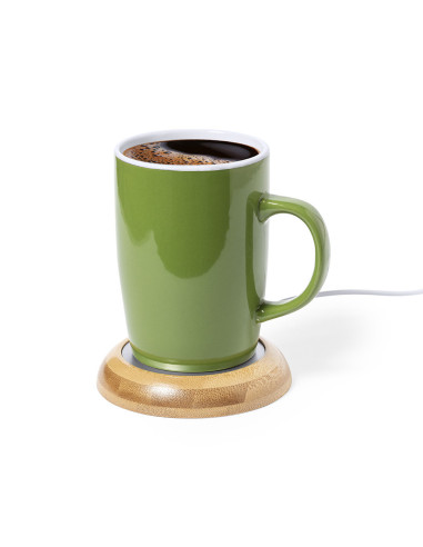 Calentador de Tazas Personalizable de Bambú con...