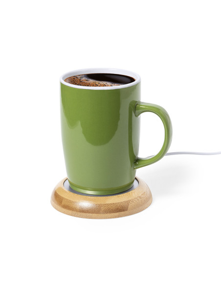 Calentador de Tazas Personalizable de Bambú con conexión USB