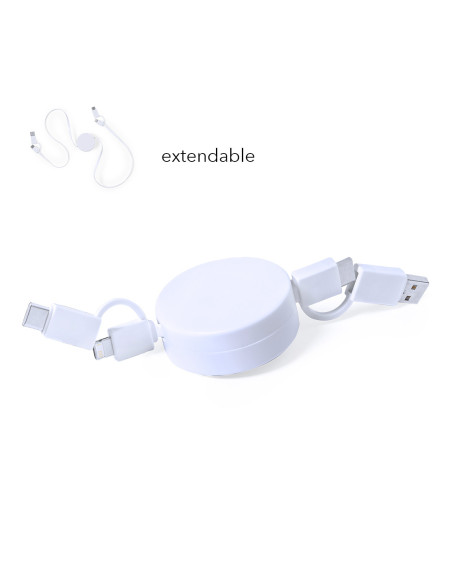 Cargador publicitario compacto, Tipo C, Micro USB.