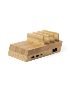 Cargador publicitario ECO en Bambú 10W, multi-dispositivo. 2