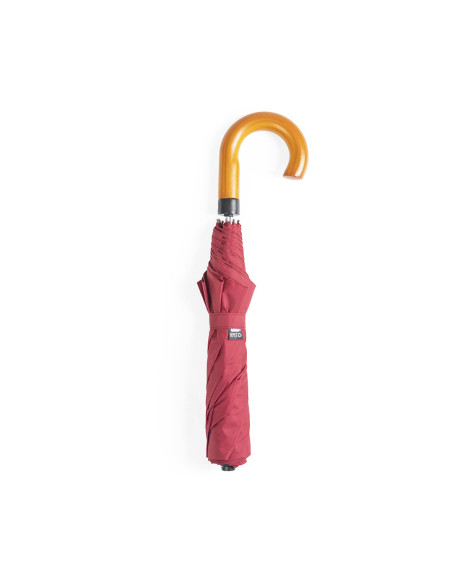 Paraguas plegable publicidad ECO con mango madera en RPET de 100 cm.