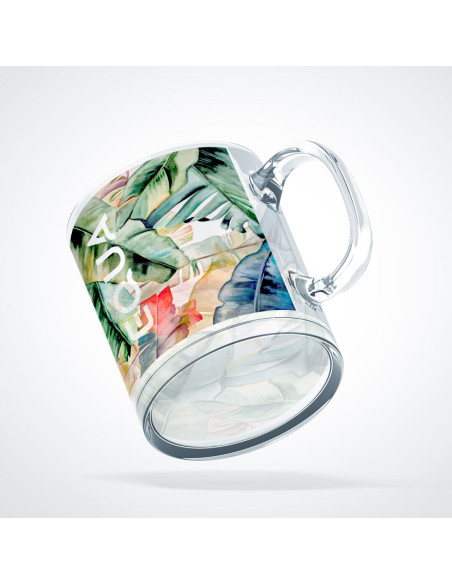 Taza de Cristal Transparente Personalizable 350ml