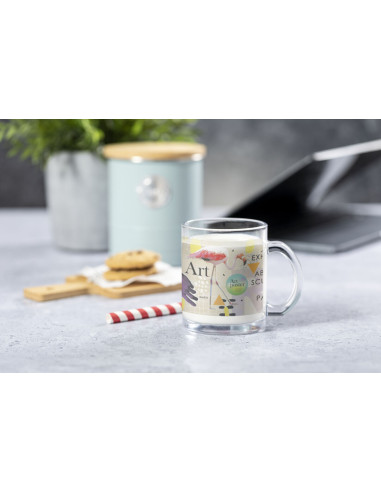 Taza de Cristal Transparente Personalizable 350ml