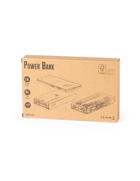 Power bank solar ECO en Bambú personalizado, 10,000 mAh.