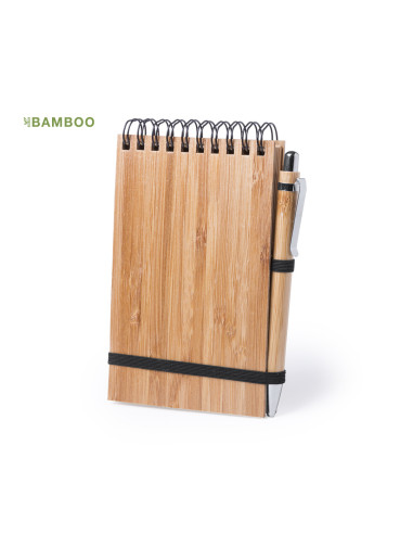 Libreta ECO Personalizada de Anillas con tapa Bambú y Bolígrafo