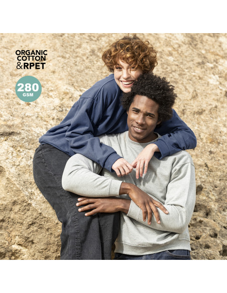 Sudadera publicitaria Unisex, algodón orgánico y poliéster RPET, 280g/m²