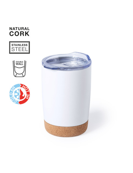 Vaso Termo Acero Inox personalizado, 350ml, tapón transparente.