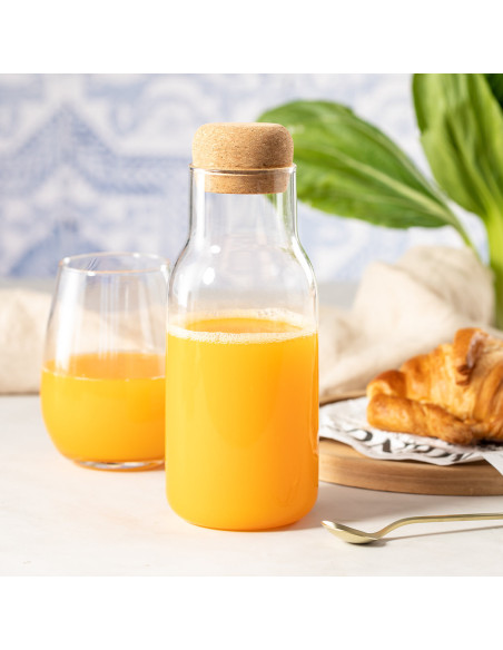 Botella Personalizada 800ml Cristal Borosilicato, Tapón Corcho