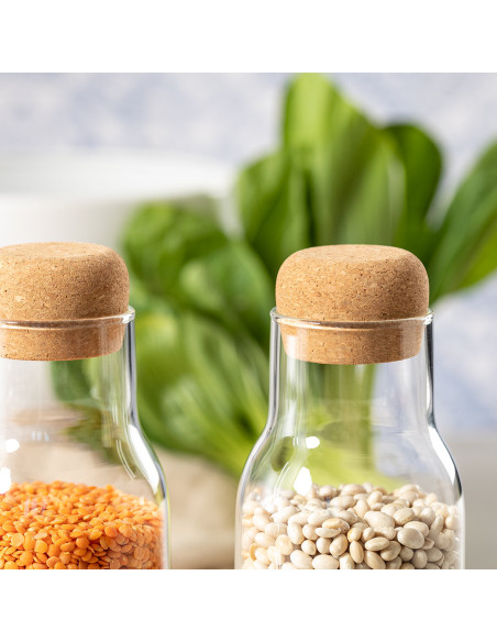 Botella Personalizada 800ml Cristal Borosilicato, Tapón Corcho