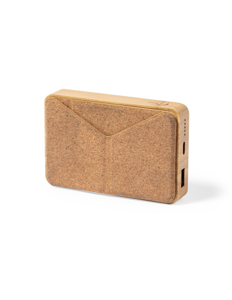 Power bank ECO en Bambú personalizada 5000 mAh, inalámbrico.