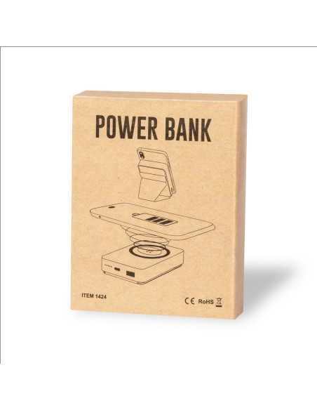 Power bank ECO en Bambú personalizada 5000 mAh, inalámbrico.