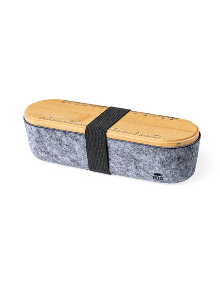 Estuche publicitario ECO en RPET con tapa de bambú.