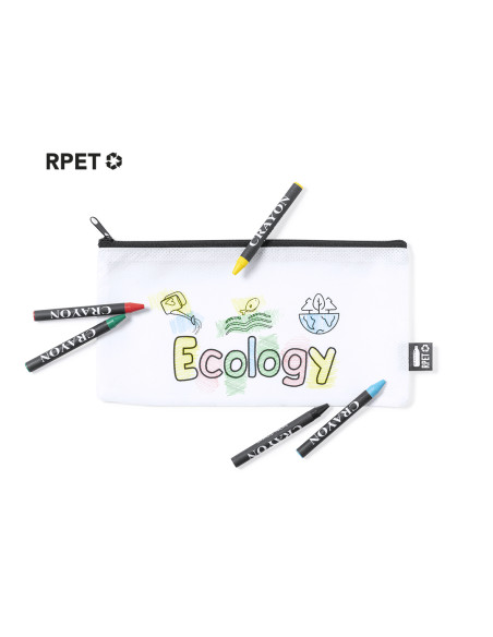 Estuche para publicidad en RPET blanco con ceras incluidas.