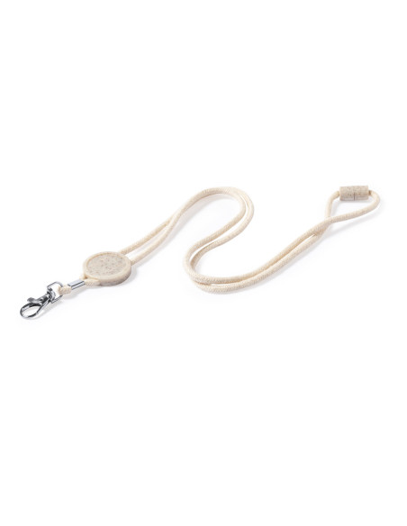 Lanyard ECO personalizado en algodón con cierre de caña de trigo