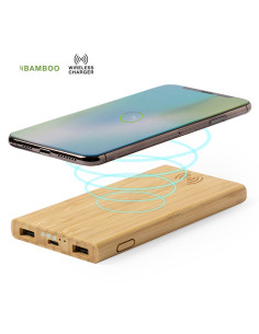 Power bank ECO personalizado en Bambú 6000 mAh, inalámbrico.
