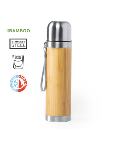 Termo Personalizado ECO 420ml Bambú y Acero Inox