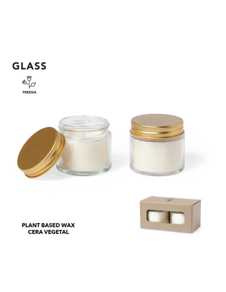 Set de velas personalizadas, cera vegetal, aroma Fresia.