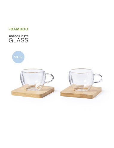 Set personalizable 2 tazas 90 ml en cristal + 2...