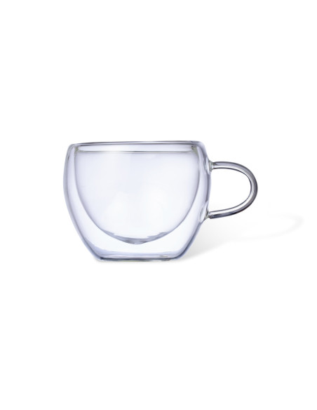 Set personalizable 2 tazas 90 ml en cristal + 2 posavasos bambú.