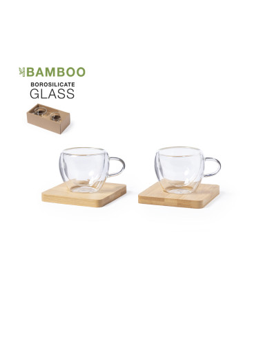 Set personalizable 2 tazas 90 ml en cristal + 2...