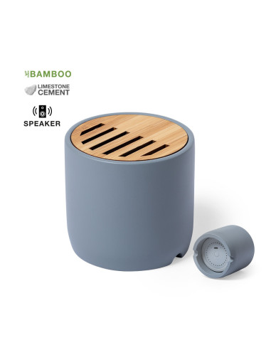 Altavoz personalizado ECO Bluetooth® 5.0, bambú, cemento.