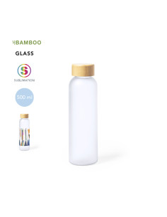 Botella de agua personalizada ECO 500ml. Tapón Bambú, 2