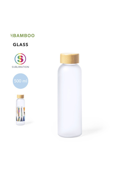 Botella de agua personalizada ECO 500ml. Tapón Bambú,