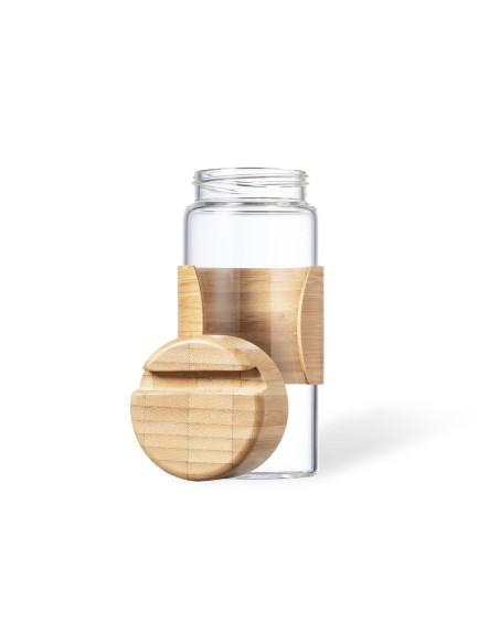 Botella de Agua Personalizada ECO 450ml Cristal y Bambú,