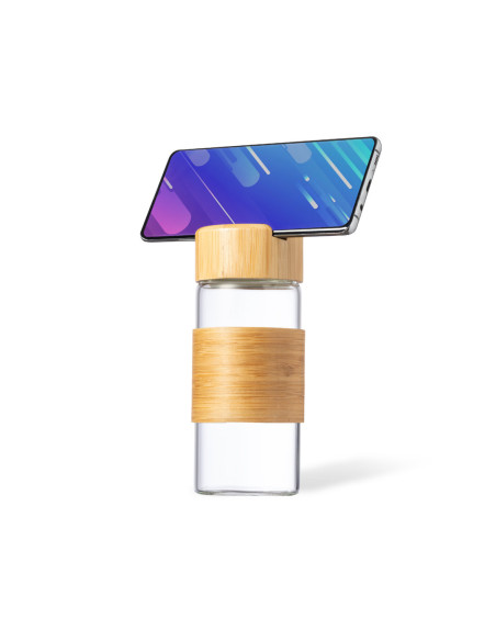 Botella de Agua Personalizada ECO 450ml Cristal y Bambú,