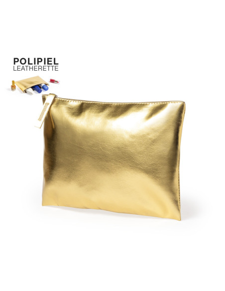 Neceser publicitario en polipiel metalizado, elegante y moderno.