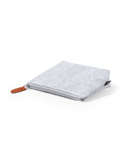 Estuche para publicidad en fieltro RPET con cremallera.