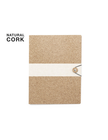 Carpeta ECO en corcho natural personalizada, cierre elástico