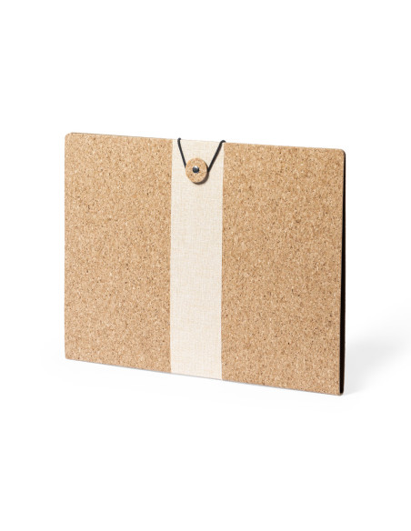 Carpeta ECO en corcho natural personalizada, cierre elástico