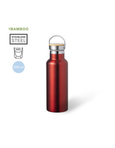Bidón térmico Personalizado 500ml Acero Inox detalles Bambú 2
