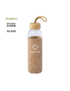 Botella Personalizada ECO 500ml, Cristal y Bambú