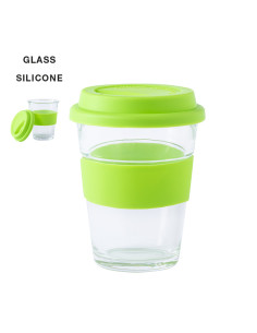 Vaso de cristal grabado y reutilizable, 350ml, tapa...