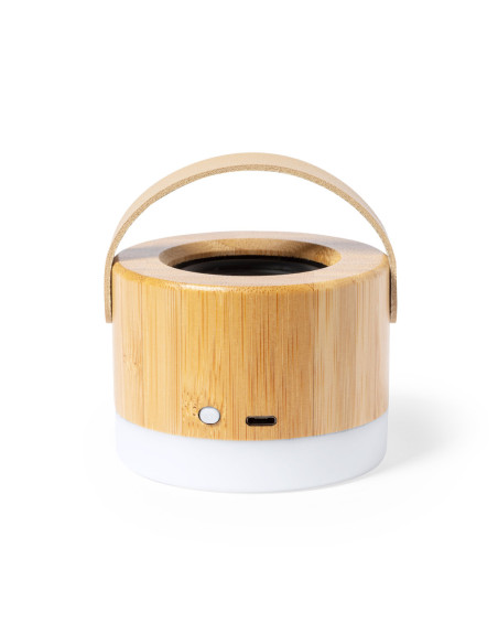 Altavoz personalizado ECO Bluetooth® 3W, bambú, LED.