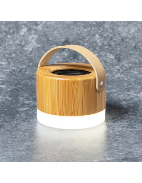 Altavoz personalizado ECO Bluetooth® 3W, bambú, LED.