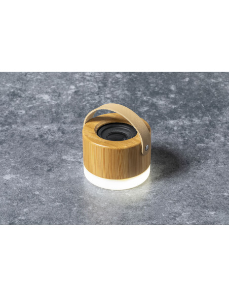 Altavoz personalizado ECO Bluetooth® 3W, bambú, LED.