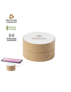Cargador personalizado, circular, cartón reciclado.