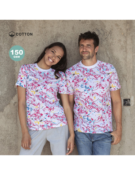 Camiseta unisex personalizada estampado vivo, 100% algodón