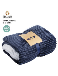 Manta bicolor coral fleece, sherpa personalizada.