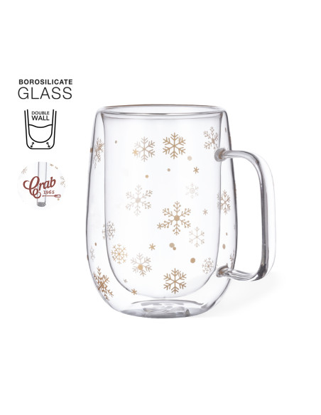 Taza Térmica Personalizable 400 ml, Diseño de Copos de Nieve
